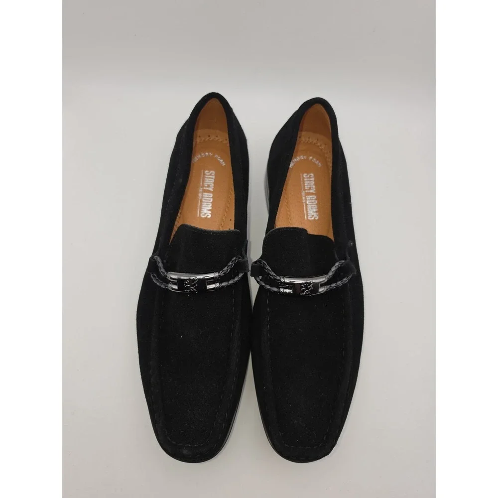 Stacy Adams Neville Mens Loafers Black Suede Moc Toe Bit Slip On Shoes Size 8M